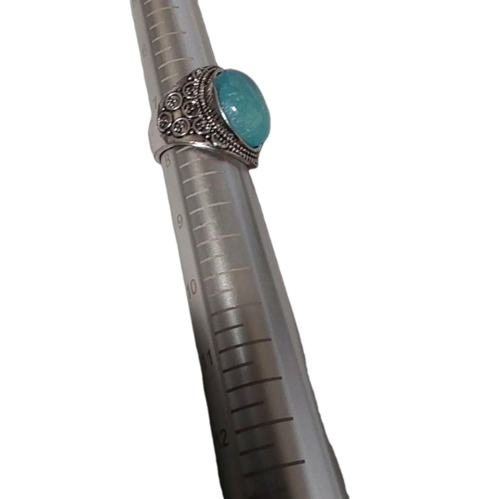 ICED TURQUOISE STONE SILVERβ COCKTAIL RING SIZE 8